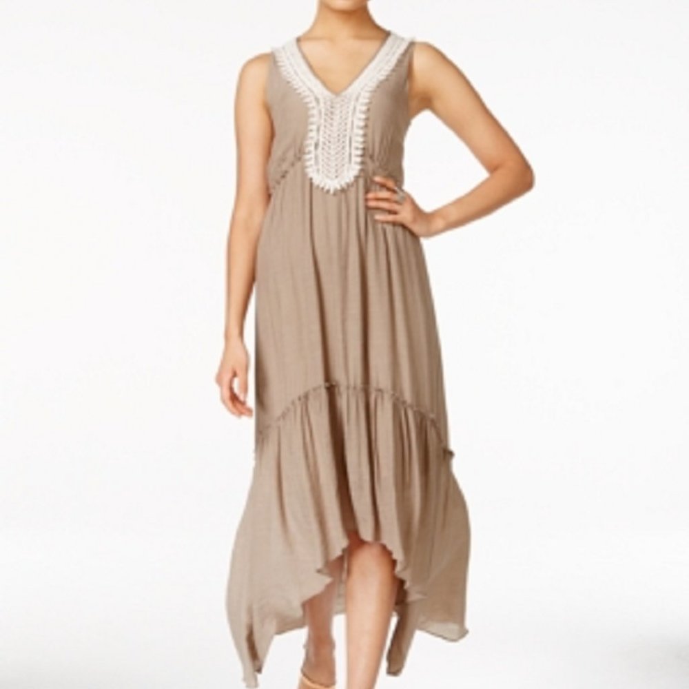 Ny Collection Crochet-Trim Maxi Dress, Size Small, Retail $70.00